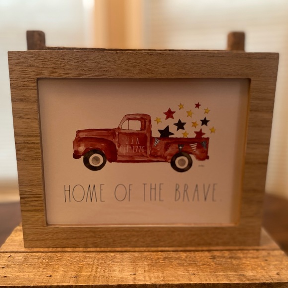 Rae Dunn Home Of The Brave Wall Sign, July 4th Decor, Red Pick-Up Truck & Stars - Picture 3 of 11